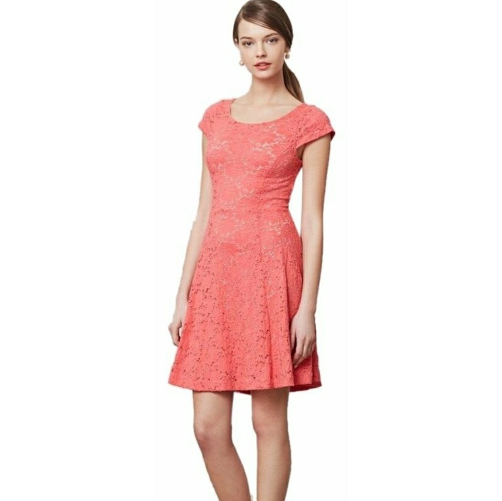 Anthropologie Maeve Coral Lace Dress